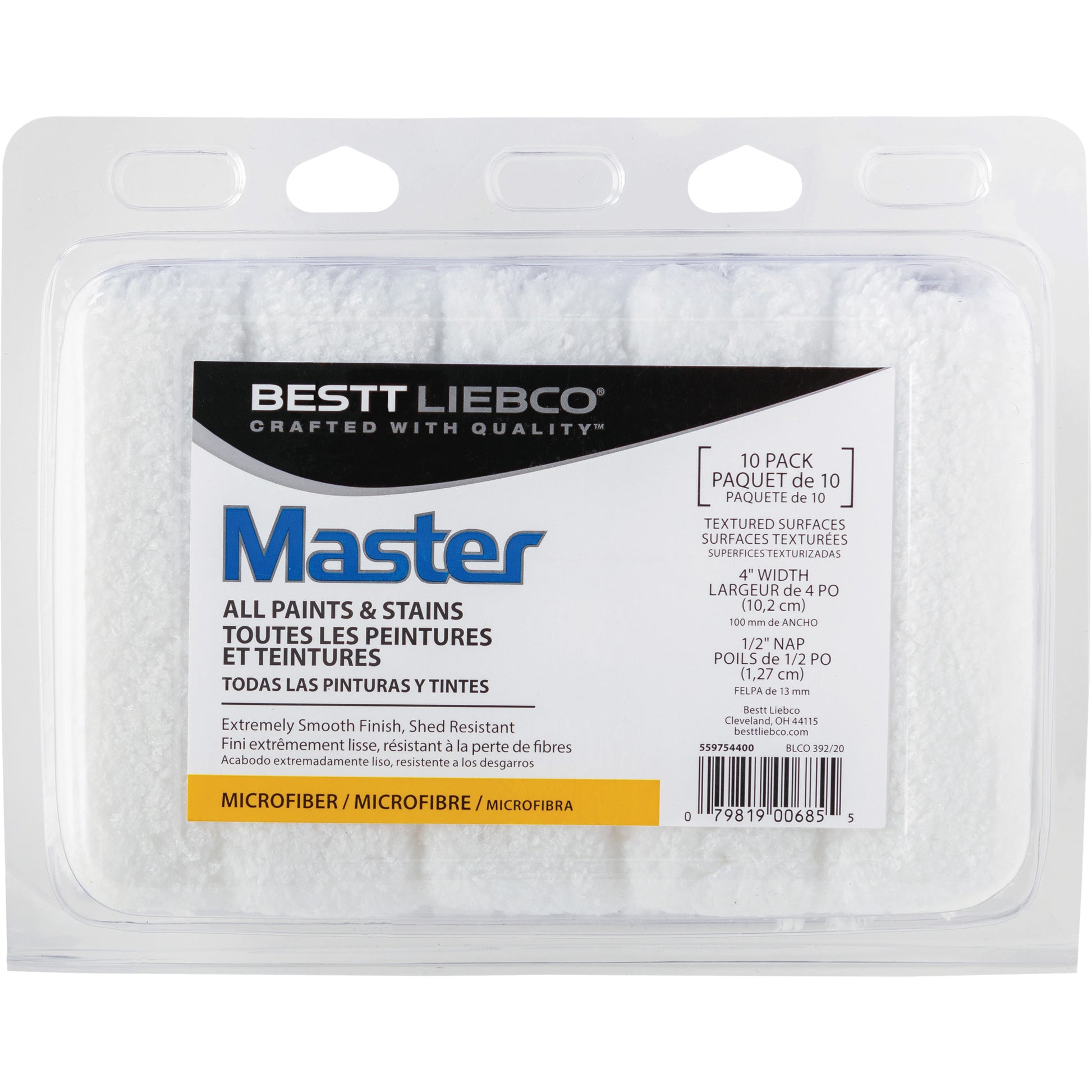 Master Microfibre Paint Roller Cover, 13 mm (1/2") Nap, 101.6 mm (4") L
