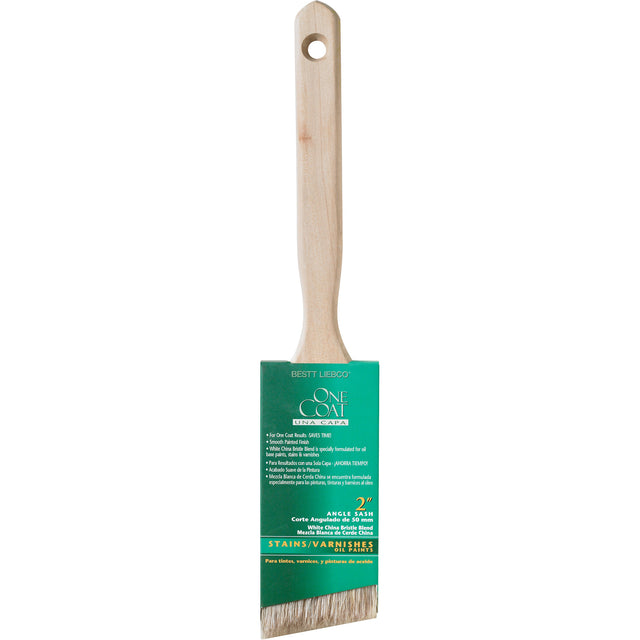 One Coat™ Angle Sash Paint Brush, White China, Wood Handle, 2" Width