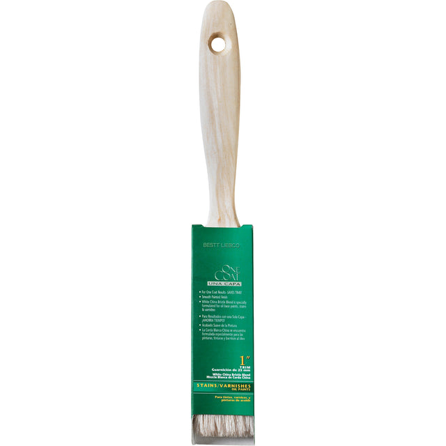 One Coat™ Trim & Wall Paint Brush, White China, Wood Handle, 1" Width