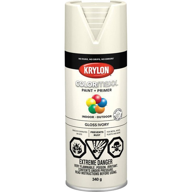 COLORmaxx™ Paint + Primer, Ivory White, Gloss, 12 oz., Aerosol Can