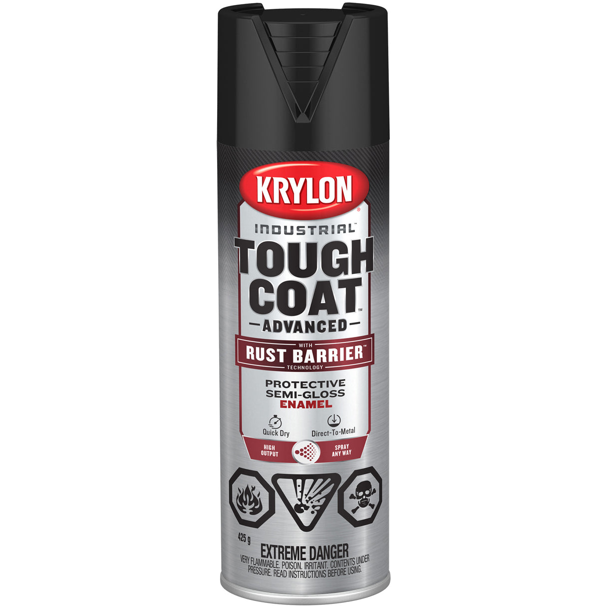 Tough Coat® Advanced Paint with Rust Barrier™ Technology, Black, Semi-Gloss, 425 g, Aerosol Can