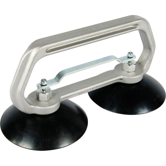Vacuum Cups - Heavy-Duty Double Cup, 75 lbs. Capacity, 5", Pull-bar, 10" Handle Length