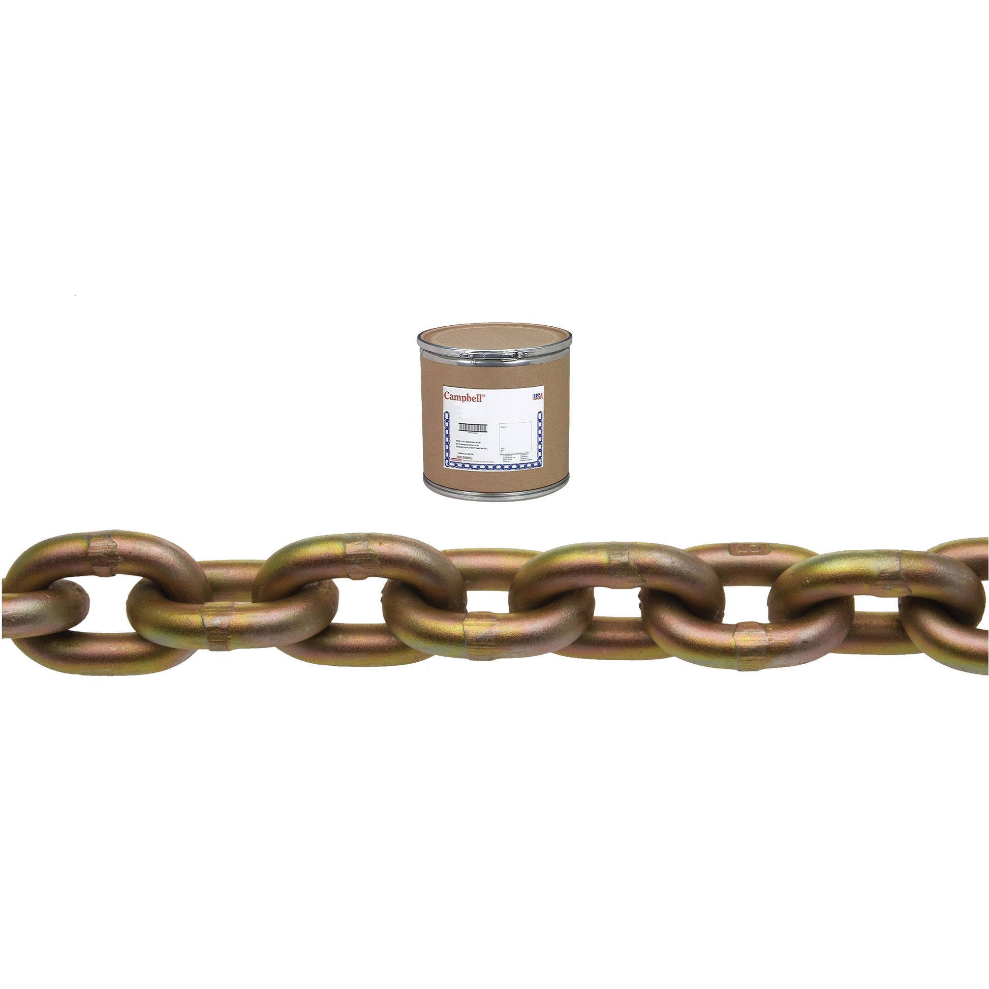 Grade 70 USA-Made Transport Chain, Carbon Steel, 1/4" x 150' (45.7 m) L, Grade 70, 3150 lbs. (1.575 tons) Load Capacity