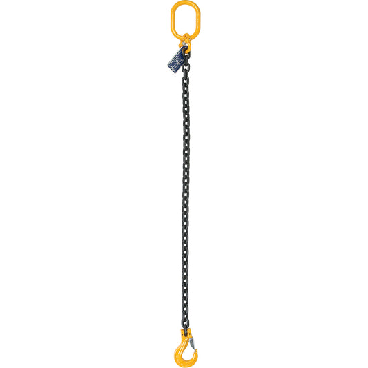 Chain Slings, Grade 80 Chain, Single Legs, Oblong & Slip Hooks, 5/8" x 8'