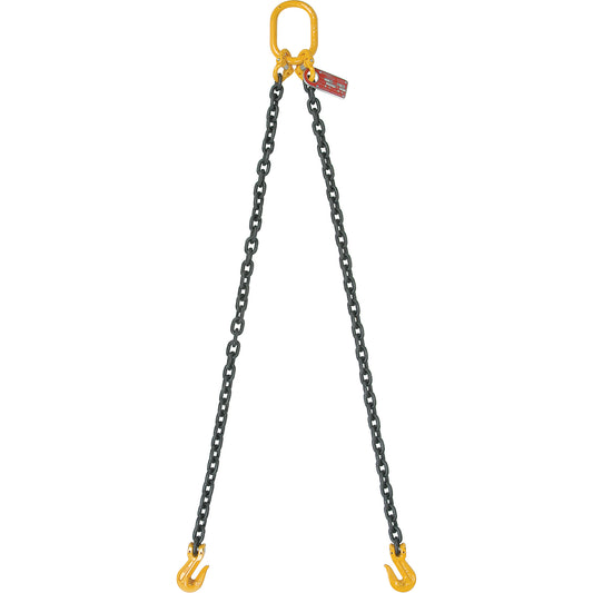 Chain Slings, 80 Chain, Double Legs, Oblong & Slip Hooks, 5/8" x 5'