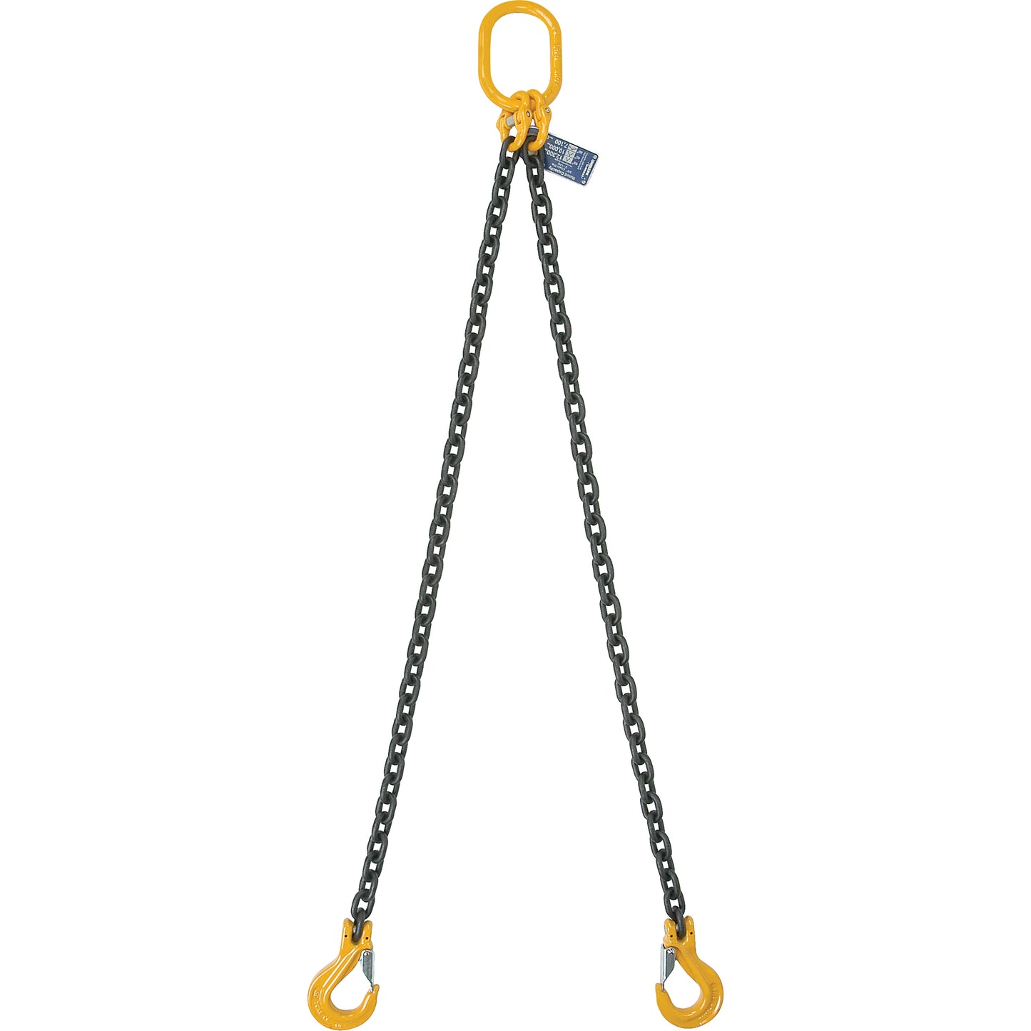Chain Slings, 80 Chain, Double Legs, Oblong & Grab Hooks, 3/8" x 8'
