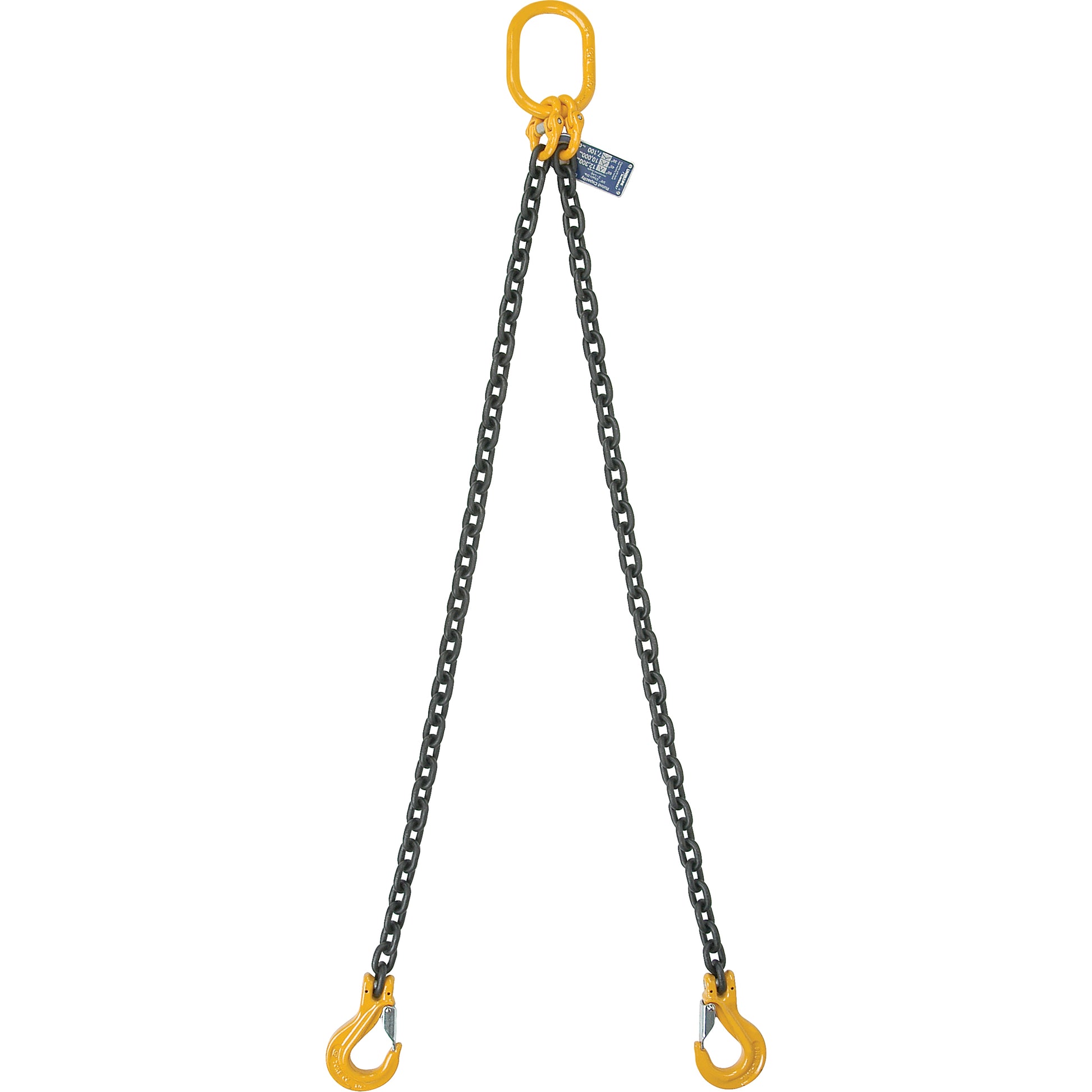 Chain Slings, 80 Chain, Double Legs, Oblong & Grab Hooks, 5/8" x 5'