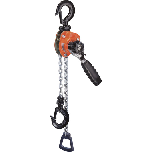 Series 603 Mini Ratchet Lever Hoist, 5' Lift, 1100 lbs. (0.55 tons) Capacity, Steel Chain