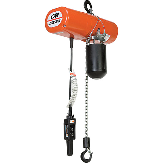 Lodestar Electric Chain Hoists, 15' Lift, 500 lbs. (0.25 tons) Capacity, 16 FPM