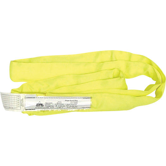 Round Slings, Yellow, 2" W x 6' L, 9000 lbs. Vertical Load
