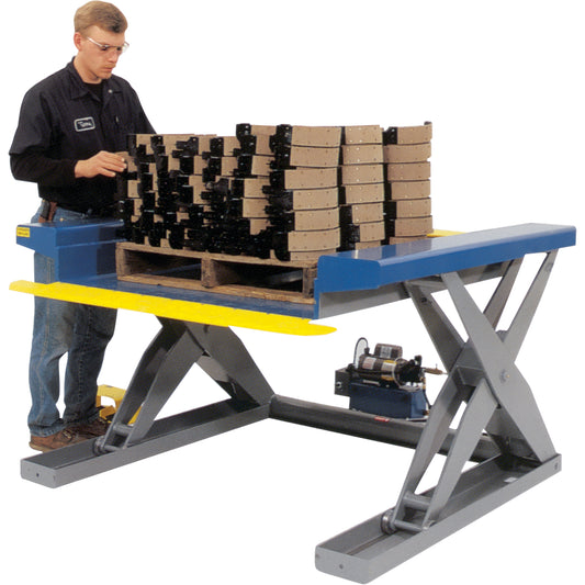 Hydraulic Floor-Height Scissor Lift Tables, Steel, 4000 lbs. Capacity