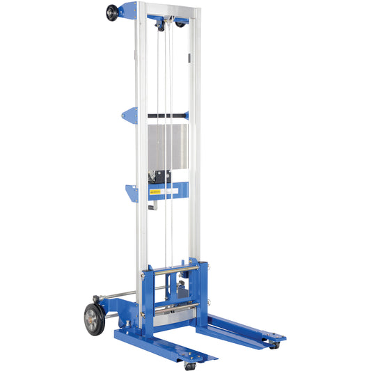 Fork Lift Stacker, Hand Winch Operated, 350 lbs. Capacity, 122" Max Lift