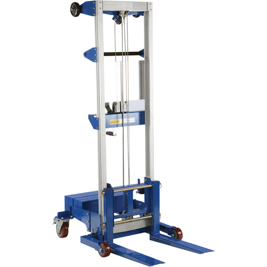 Fork Lift Stacker - Counterbalance Design, Hand Winch Operated, 500 lbs. Capacity, 47" Max Lift