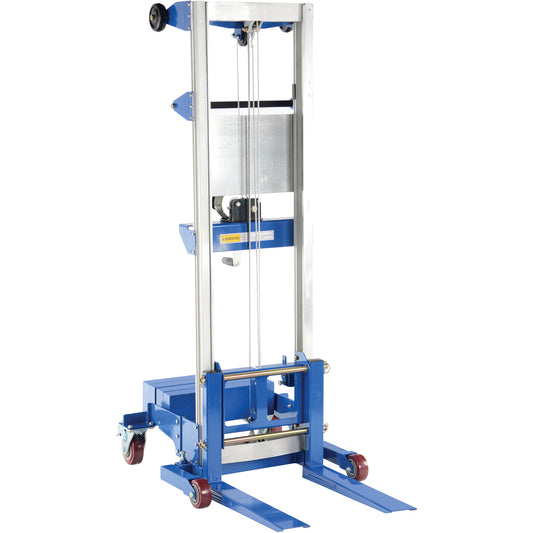 Fork Lift Stacker - Counterbalance Design, Hand Winch Operated, 400 lbs. Capacity, 98" Max Lift
