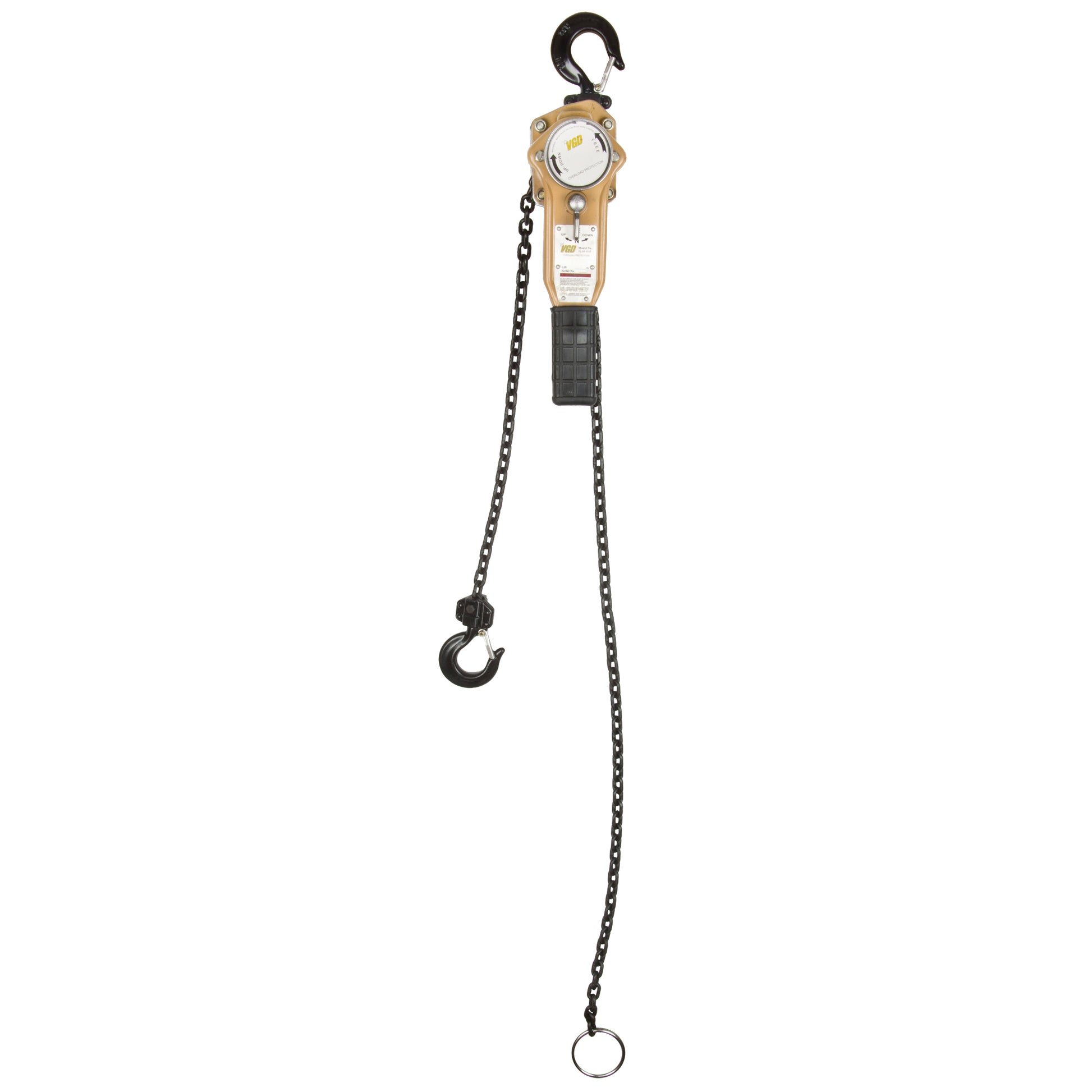 Heavy Duty Gold Series Lever Chain Hoist, 5' Lift, 500 lbs. (0.25 tons) Capacity, Alloy Steel Chain