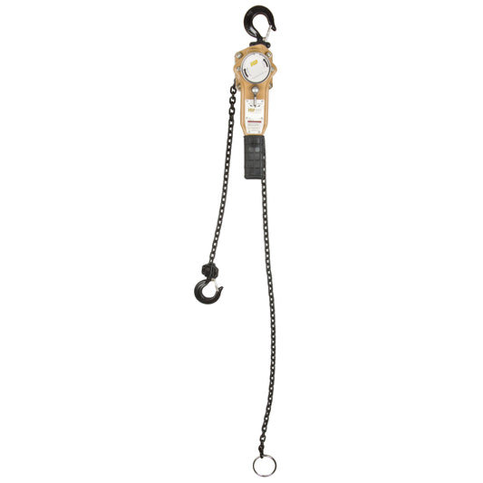 Heavy Duty Gold Series Lever Chain Hoist, 5' Lift, 500 lbs. (0.25 tons) Capacity, Alloy Steel Chain