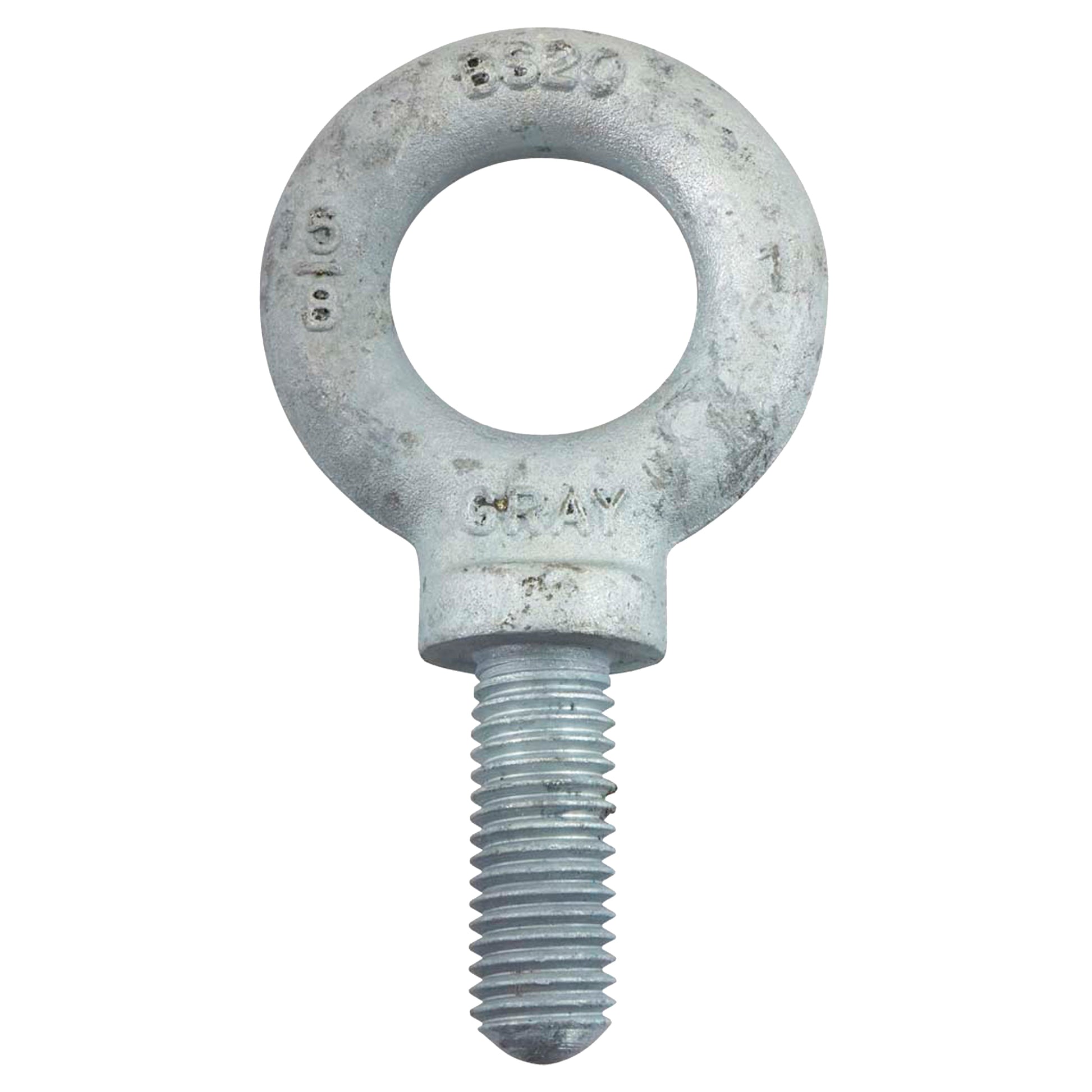 Eye Bolt, 2.5625" Dia., 1-3/4" L, Galvanized, 5200 lbs. (2.6 tons) Capacity