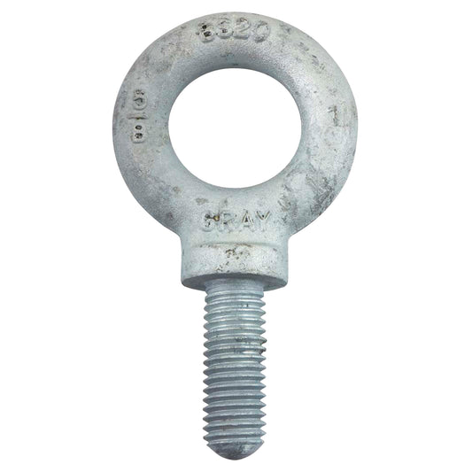 Eye Bolt, 2.5625" Dia., 1-3/4" L, Galvanized, 5200 lbs. (2.6 tons) Capacity