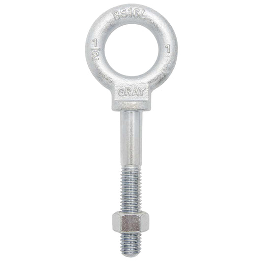 Eye Bolt, 1-3/16" Dia., 4" L, Zinc Plated, 650 lbs. (0.325 tons) Capacity