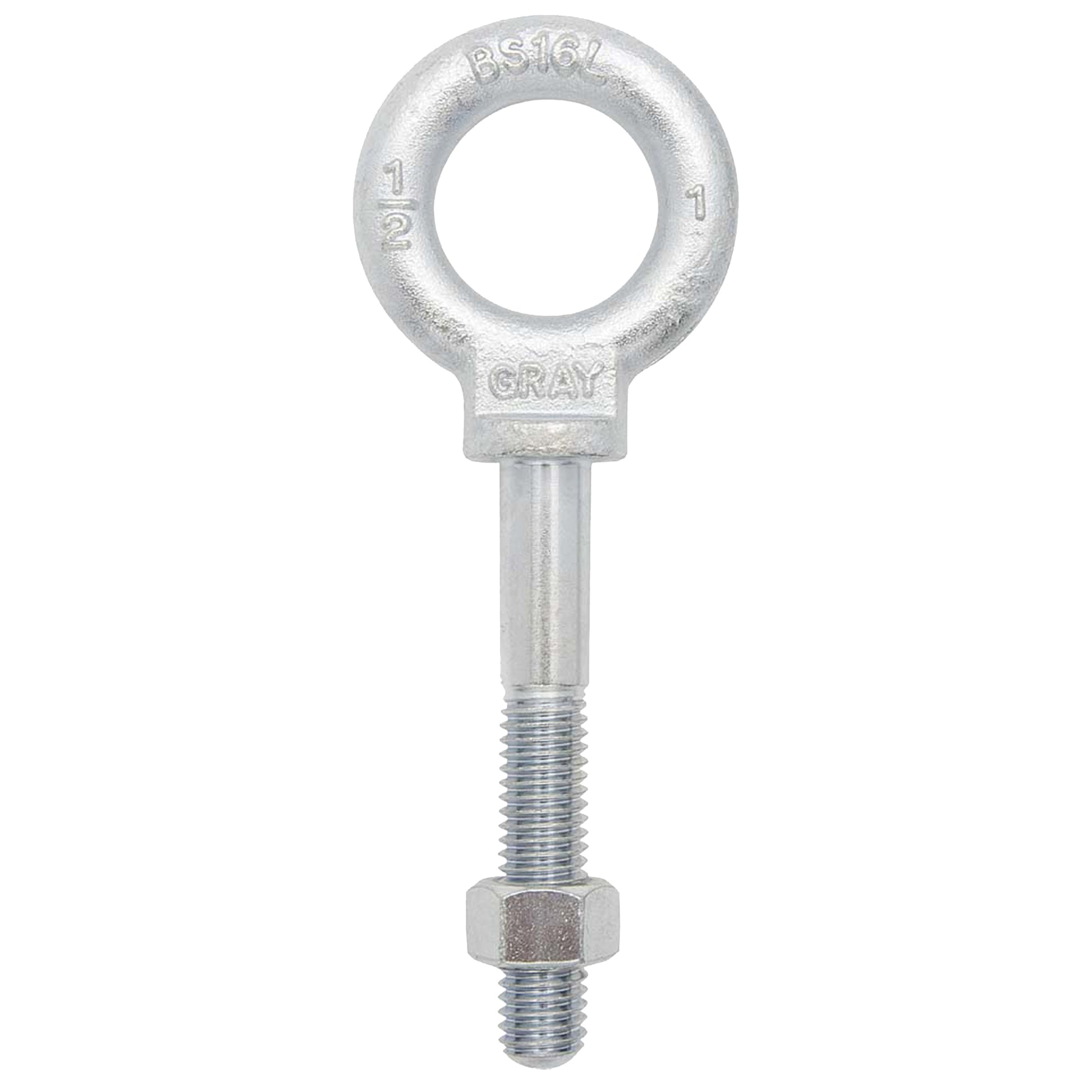 Eye Bolt, 2-13/16" Dia., 4 1/2" L, Zinc Plated, 7200 lbs. (3.6 tons) Capacity