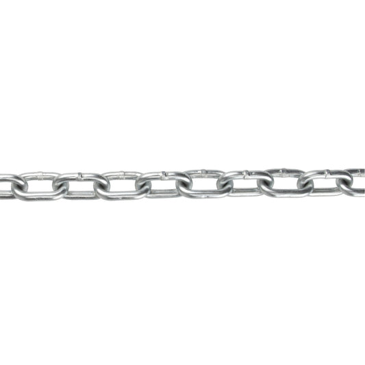 Straight Link Chain, Low Carbon Steel, 3/8" x 63' (19.2 m) L, Grade 30, 2650 lbs. (1.325 tons) Load Capacity