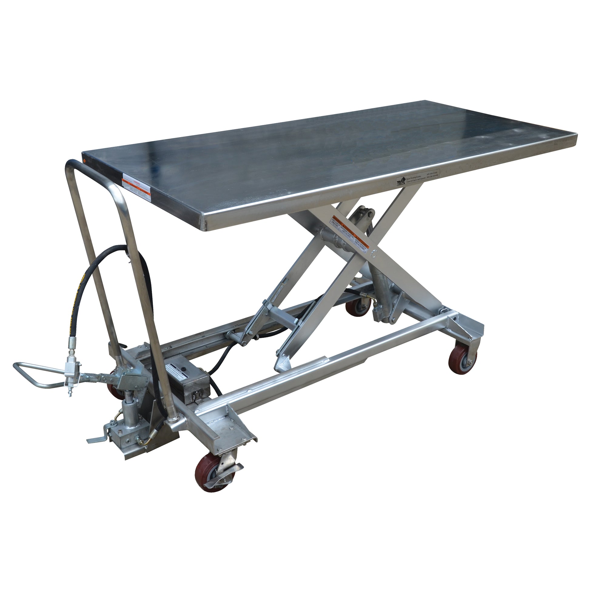 Pneumatic Hydraulic Scissor Lift Table, Stainless Steel, 63" L x 31-1/2" W, 1000 lbs. Cap.