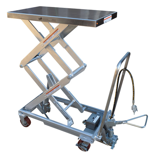 Pneumatic Hydraulic Scissor Lift Table, Stainless Steel, 35-1/2" L x 20" W, 800 lbs. Cap.