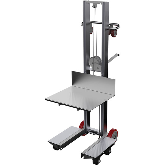 Platform Lift Stacker, Hand Winch Operated, 400 lbs. Capacity, 60" Max Lift