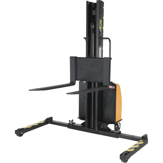 Narrow Mast Powered Lift Stacker, Electric Operated, 1500 lbs. Capacity, 63" Max Lift