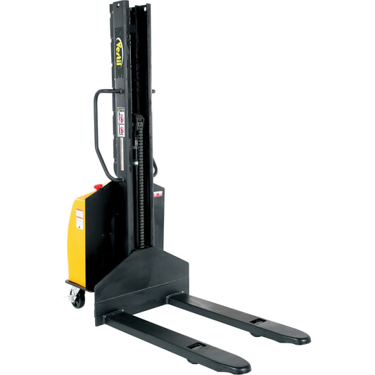 Narrow Mast Powered Lift Stacker, Electric Operated, 1500 lbs. Capacity, 118" Max Lift