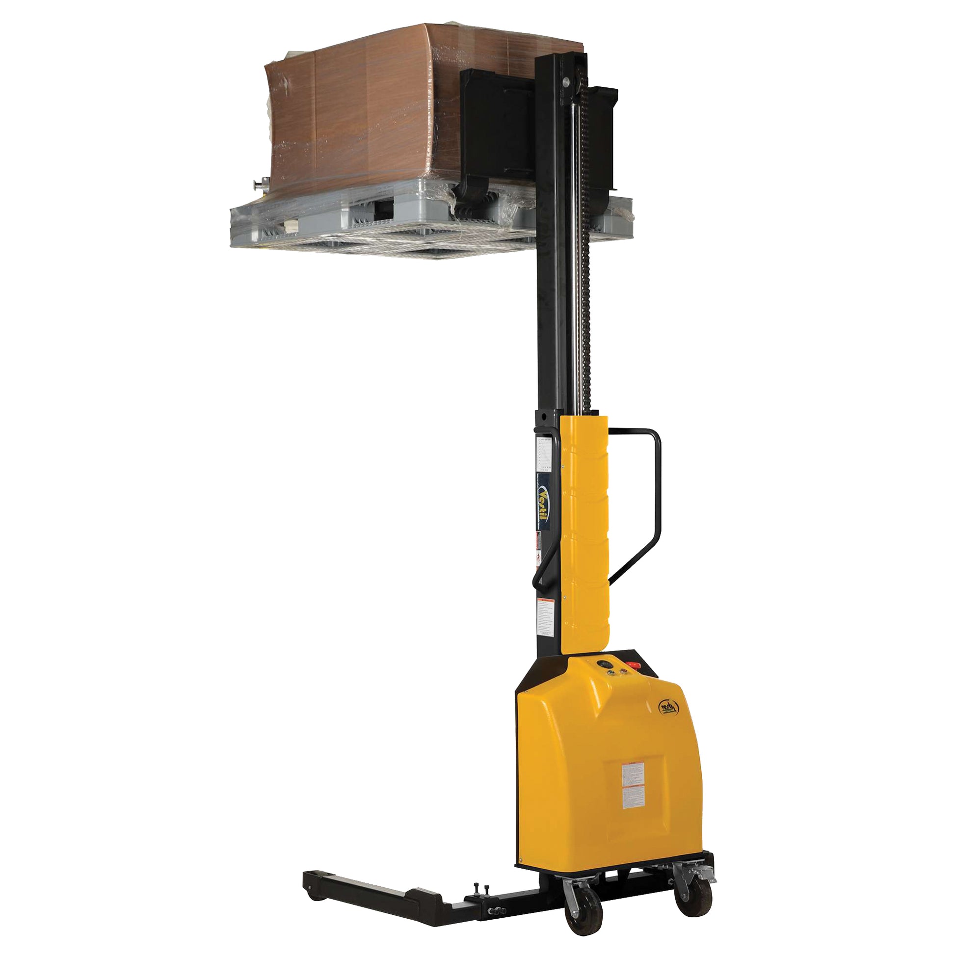 Narrow Mast Powered Lift Stacker, Electric Operated, 1500 lbs. Capacity, 98" Max Lift