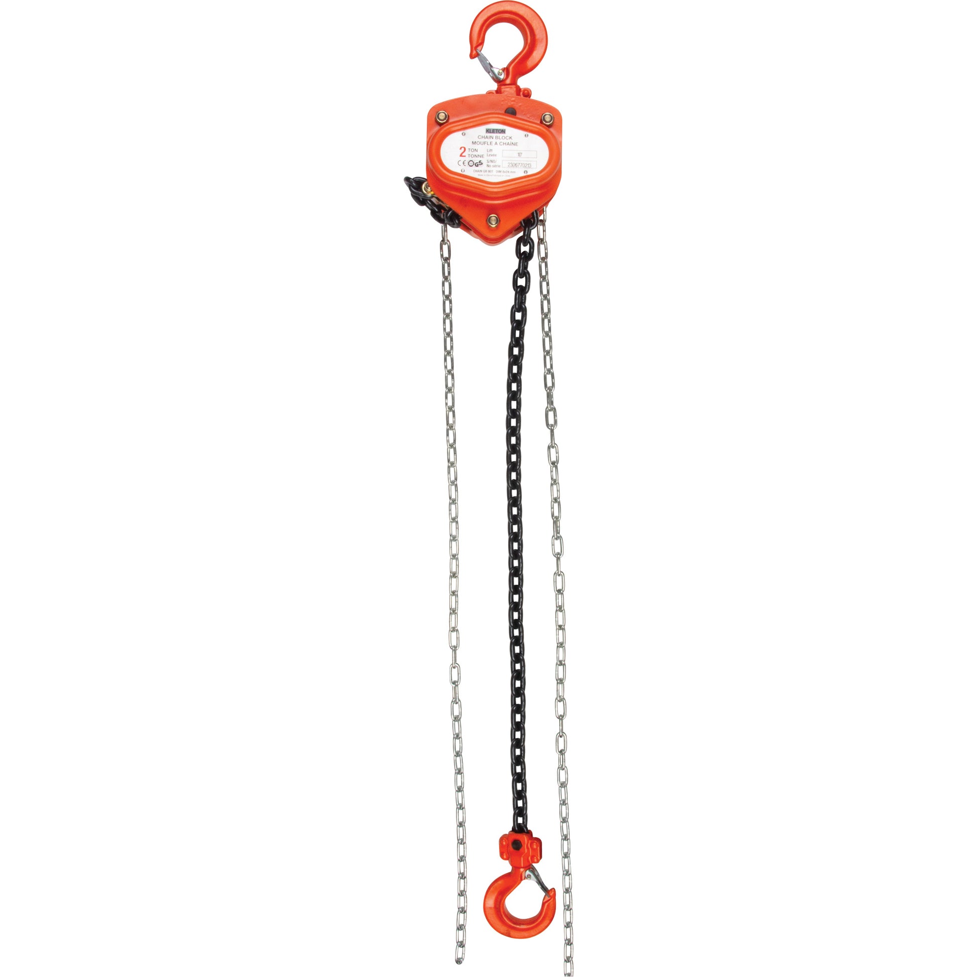 Chain Hoist, 10' Lift, 1000 lbs. (0.45 tons) Capacity, Alloy Steel Chain