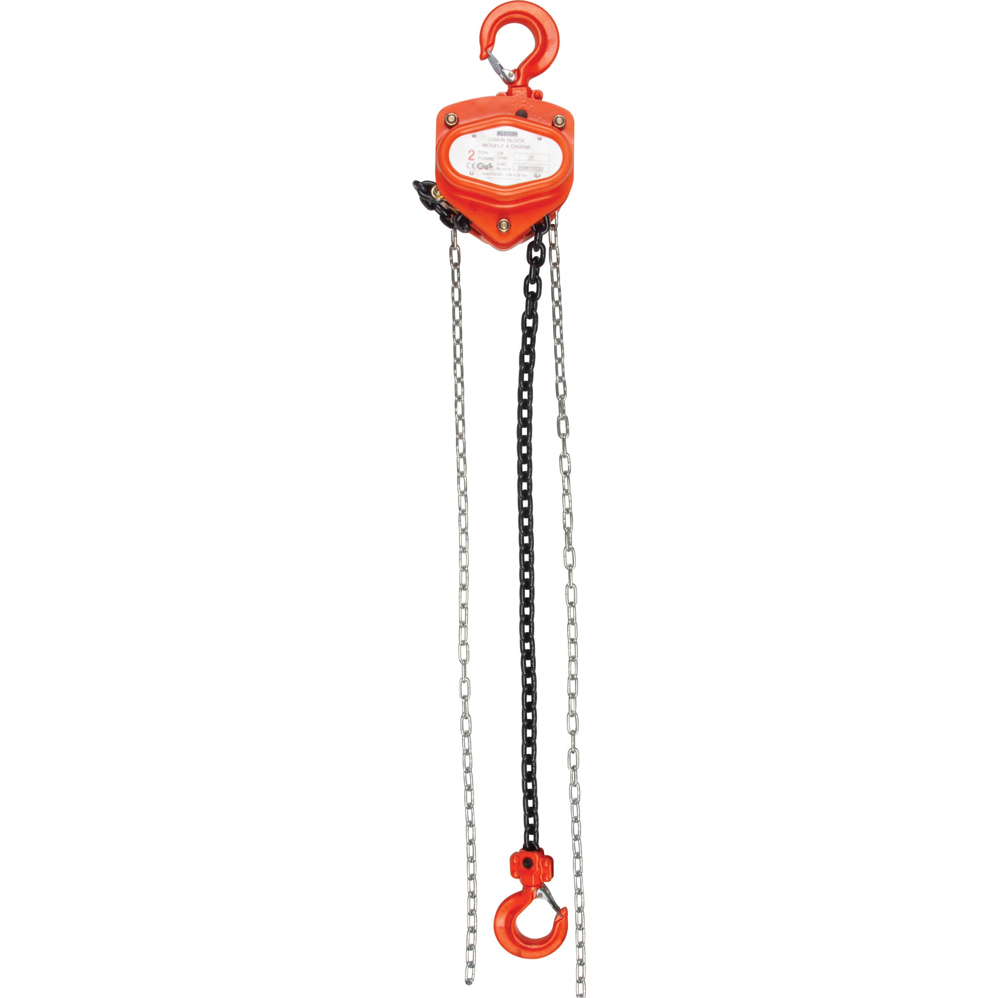 Chain Hoist, 20' Lift, 1000 lbs. (0.45 tons) Capacity, Alloy Steel Chain