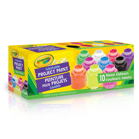 Crayola Neon Washable Project Paint, 10 Count (Case of 6)