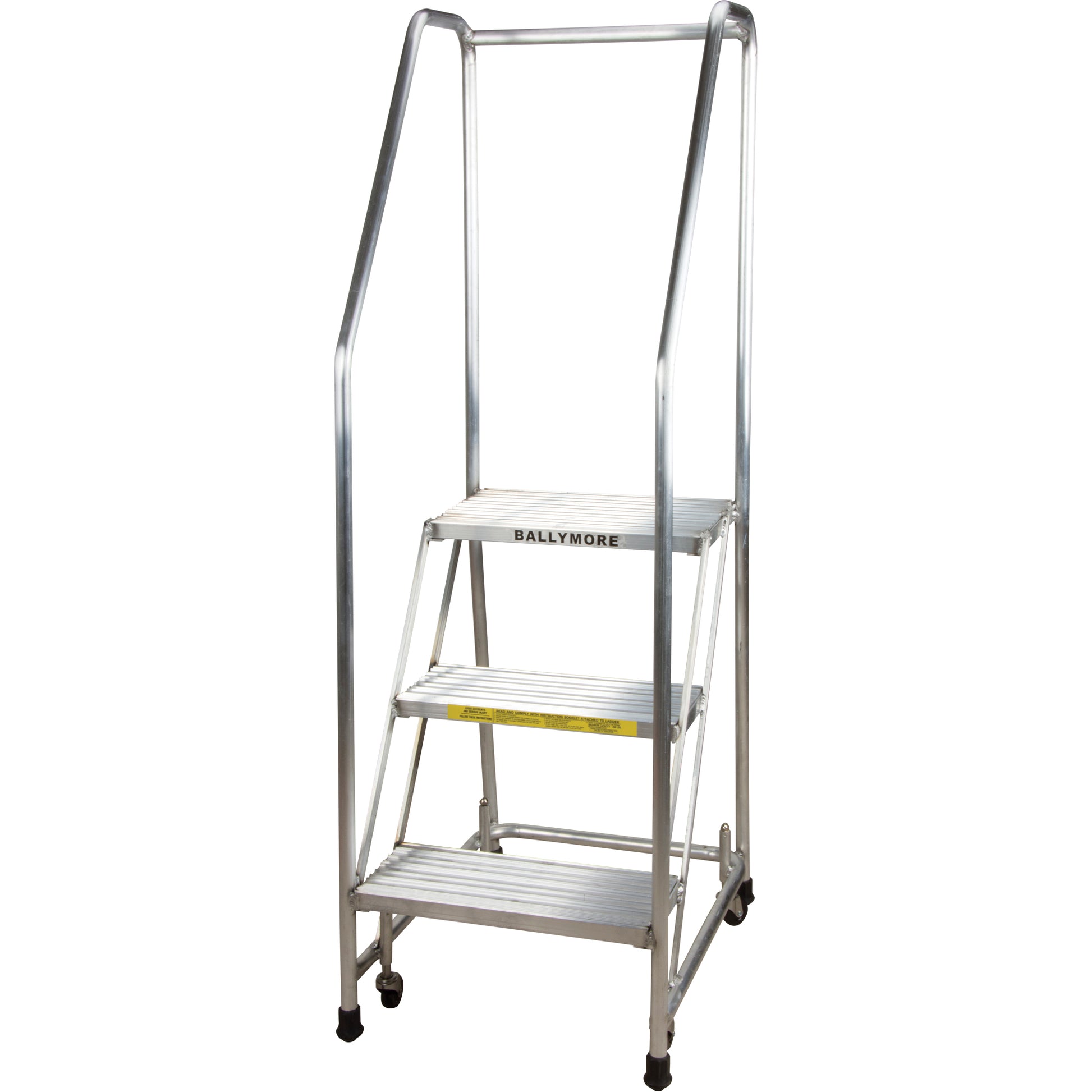 Rolling Ladders, 3 Steps, 24" Step Width, 28-1/2" Platform Height, Aluminum
