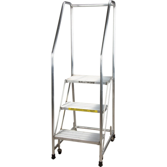 Rolling Ladders, 4 Steps, 24" Step Width, 38" Platform Height, Aluminum