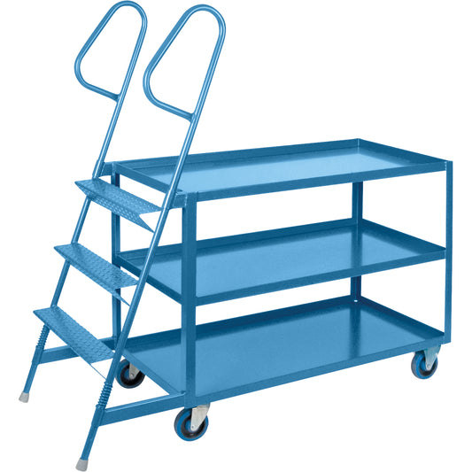 Stock Picking Carts, Steel, 24" W x 64" D, 3 Shelves, 1200 lbs. Capacity