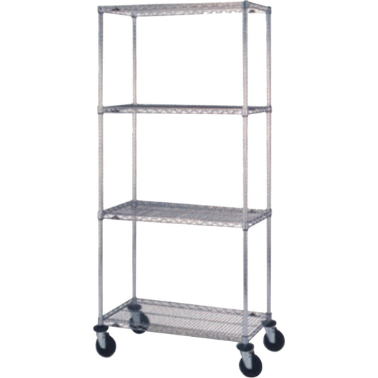 Wire Shelf Cart, Chrome Plated, 24" x 69" x 36", 800 lbs. Capacity