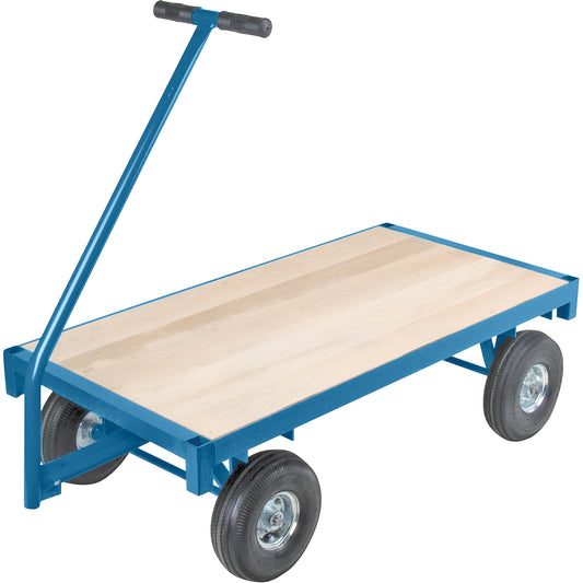 Ergonomic Platform Wagon Trucks, 36" W x 72" L, 45" Handle, 1000 lbs. Capacity, 10" Wheel Dia., Pneumatic Wheels