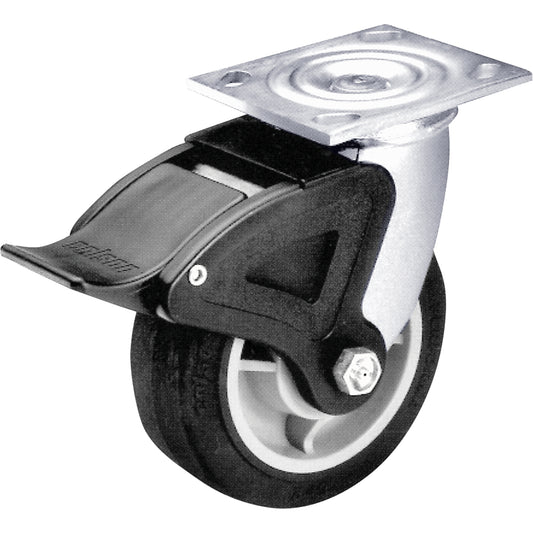Total Locking Caster, Swivel with Brake, 6" (152.4 mm), Rubber, 600 lbs. (272 kg.)