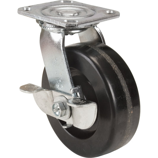 Caster, Swivel with Brake, 6" (152.4 mm), Phenolic, 900 lbs. (408 kg.)