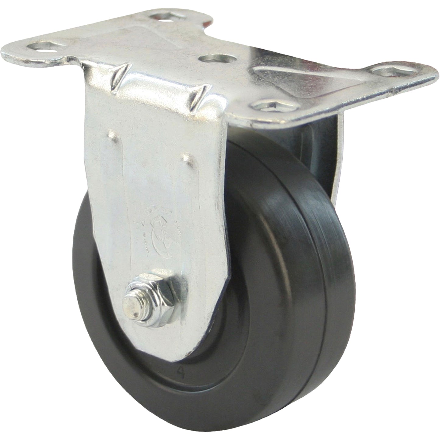 Light-Duty Caster, Rigid, 3" (76 mm), Rubber, 150 lbs. (68 kg.)