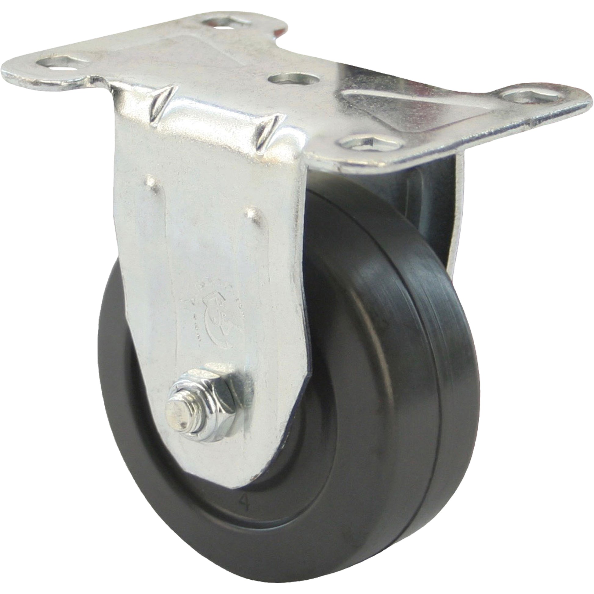 Light-Duty Caster, Rigid, 3" (76 mm), Rubber, 150 lbs. (68 kg.)