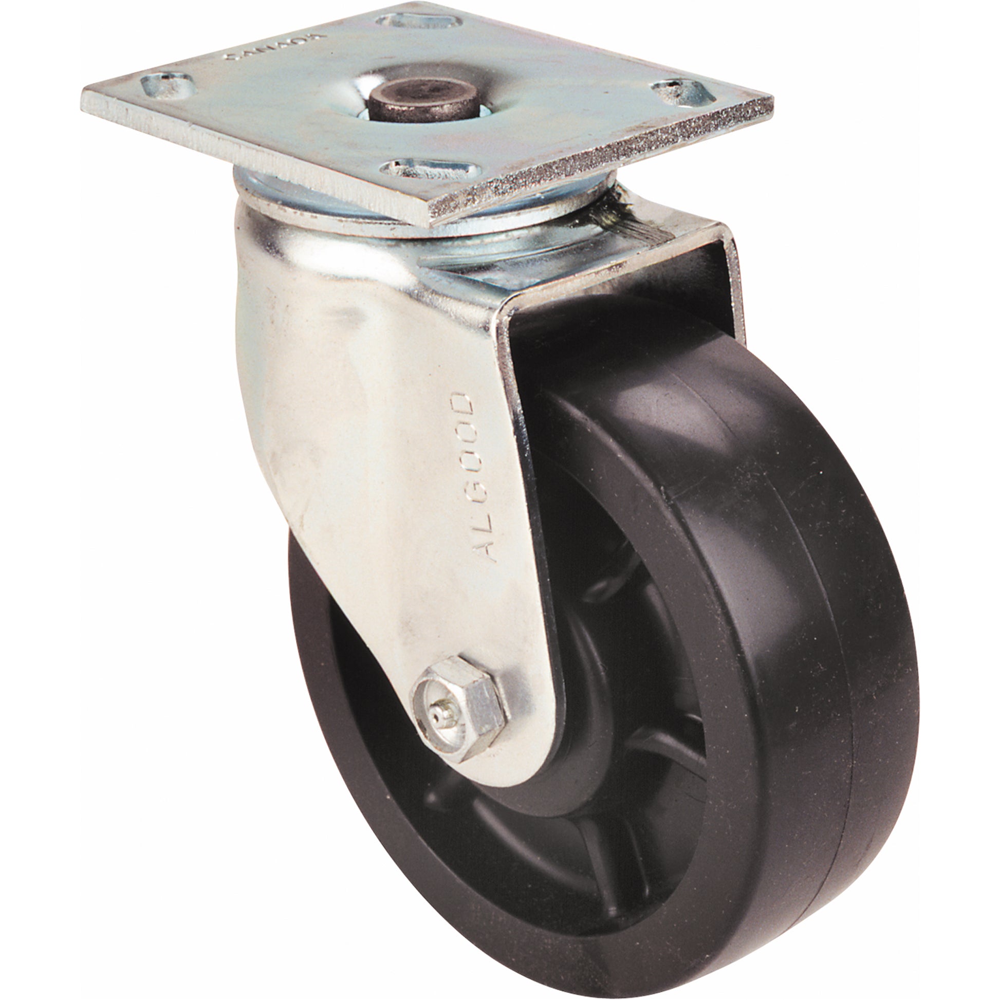 Heavy-Duty EMaxx Kingpin Caster, Swivel, 4" (101.6 mm), Mold-on Rubber, 400 lbs. (181 kg.)