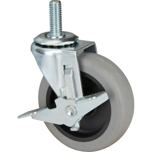 Stem Caster, Swivel with Brake, 3" (76 mm) Dia., 80 lbs. (36 kg.) Capacity