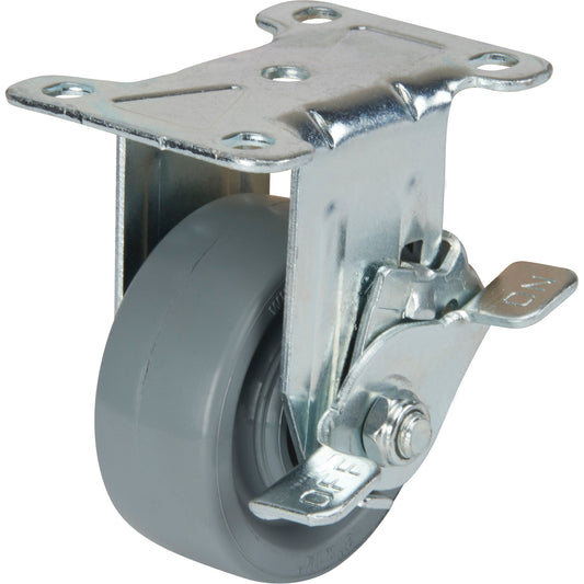 General Purpose Caster, Rigid with Side Brake, 3" (76 mm), Phenolic, 400 lbs. (181 kg.)