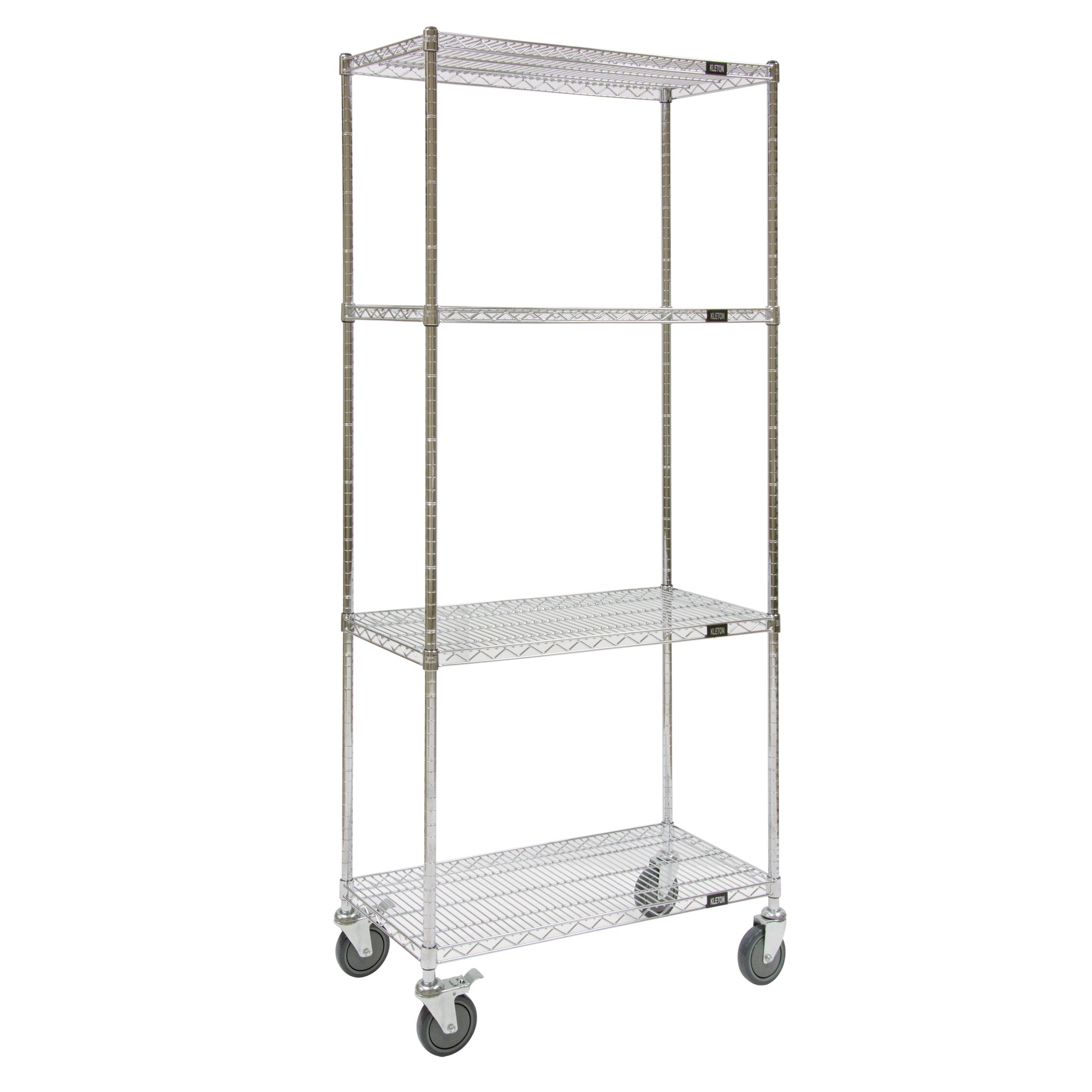 Wire Shelf Cart, Chrome Plated, 48" x 80" x 24", 800 lbs. Capacity