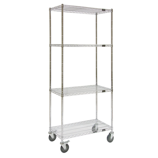 Wire Shelf Cart, Chrome Plated, 48" x 80" x 24", 800 lbs. Capacity
