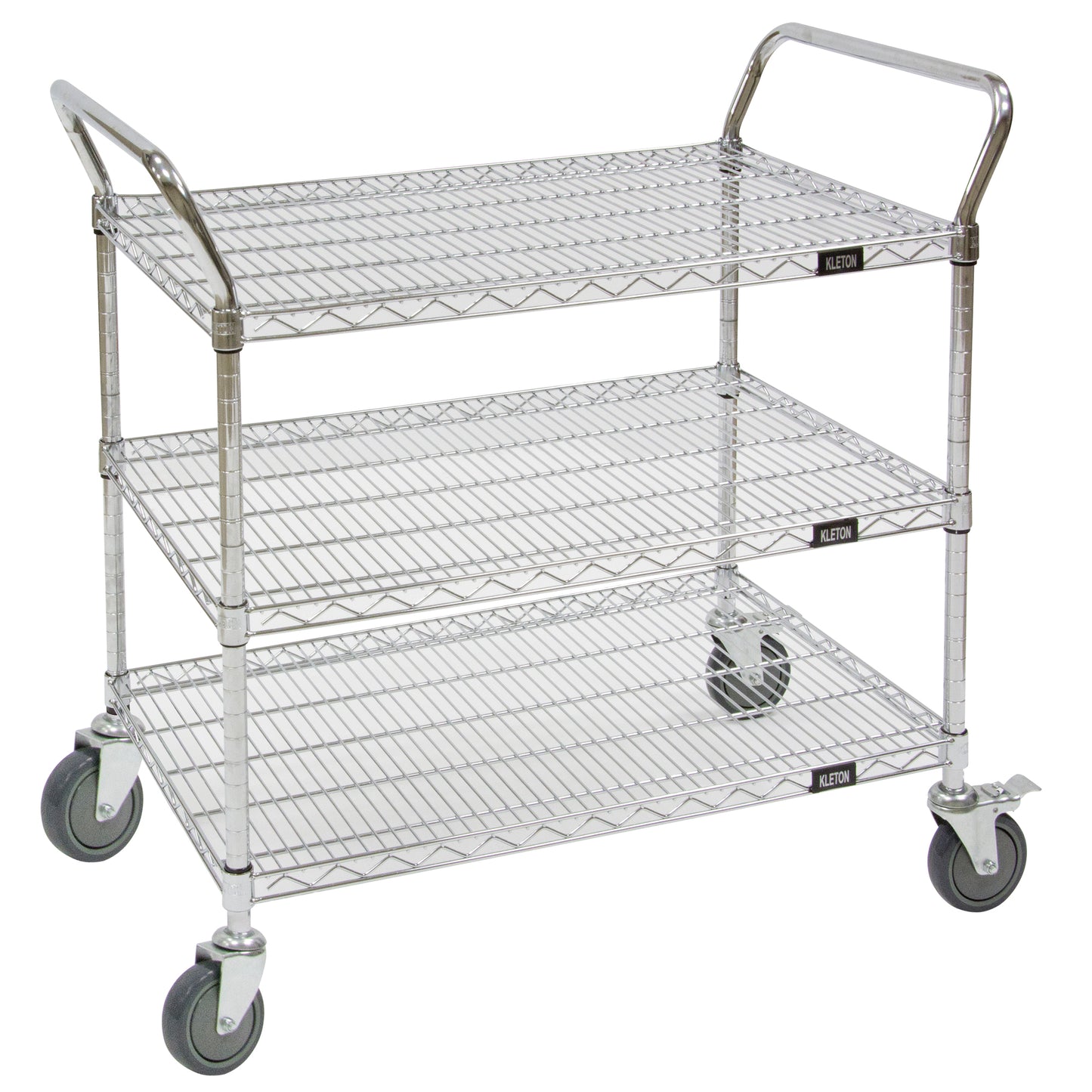 Wire Mesh Utility Cart, Chrome Plated, 60" x 39" x 18", 800 lbs. Capacity