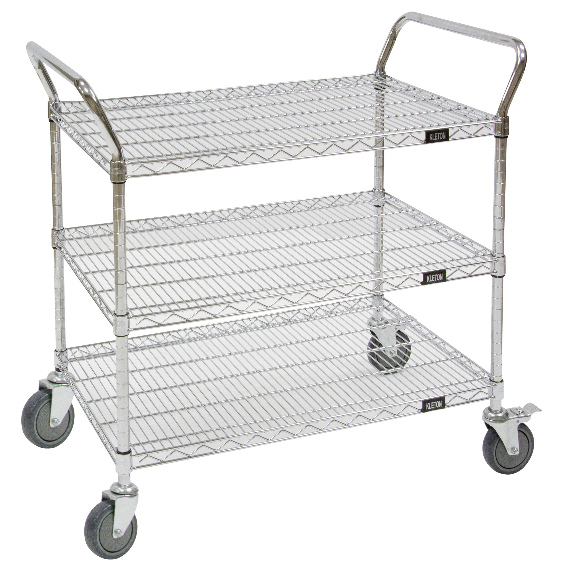 Wire Mesh Utility Cart, Chrome Plated, 60" x 39" x 18", 800 lbs. Capacity